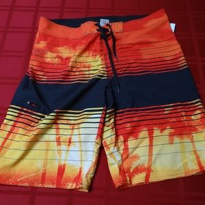 Hang Ten Board Shorts size 34 w/ Palm Tree Motif